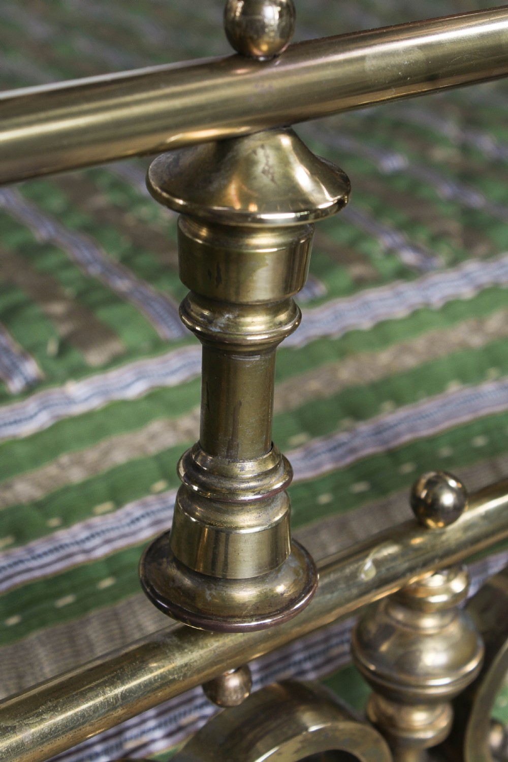 Spectacular Victorian king size all brass half tester bed. View X