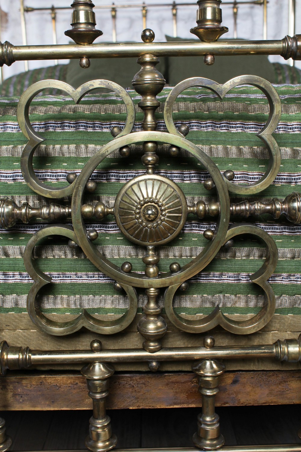 Spectacular Victorian king size all brass half tester bed. View XI