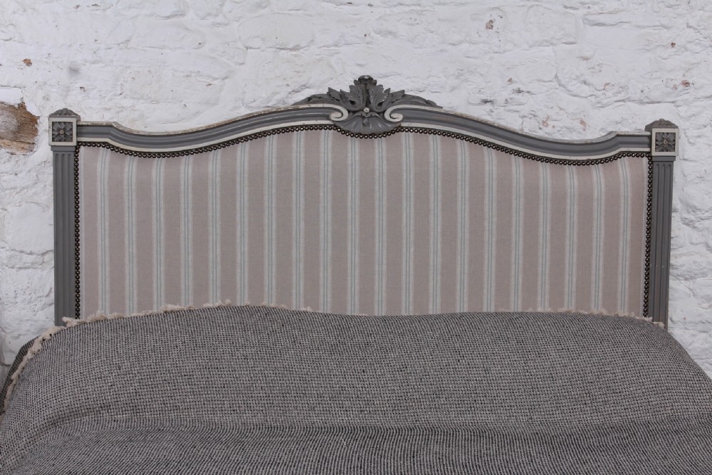 Beautiful newly upholstered Louis XVI style French king size bed View IV