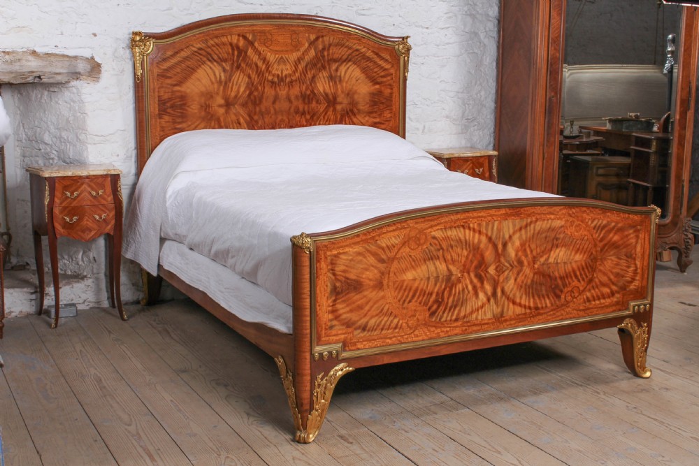 Spectacular fruitwood and ormolu top quality king size bed