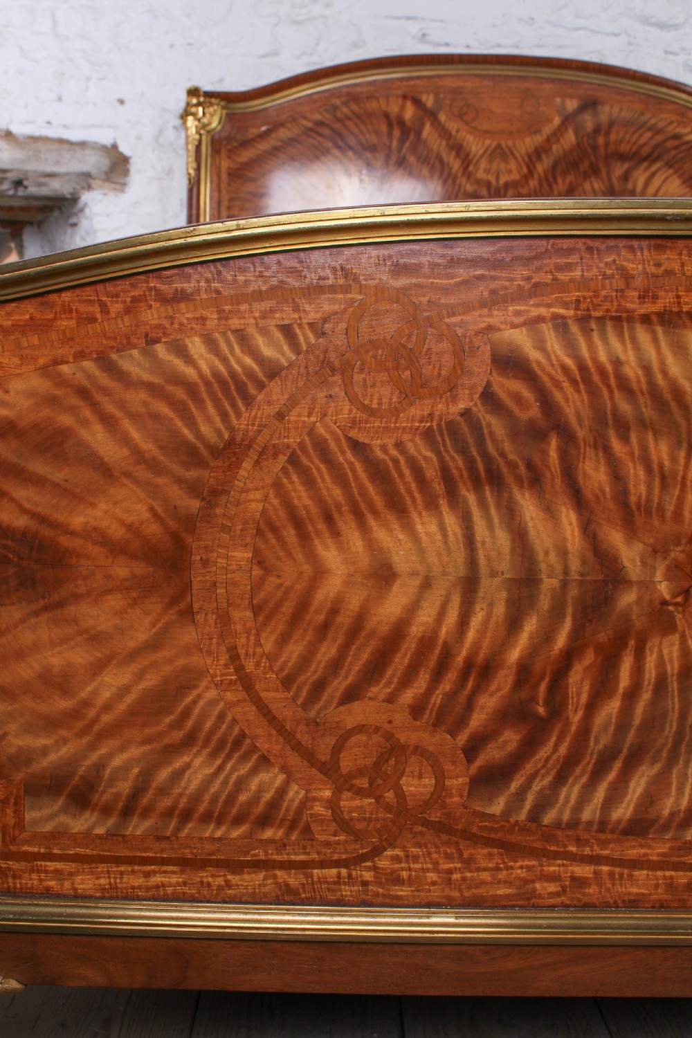 Spectacular fruitwood and ormolu top quality king size bed View VI