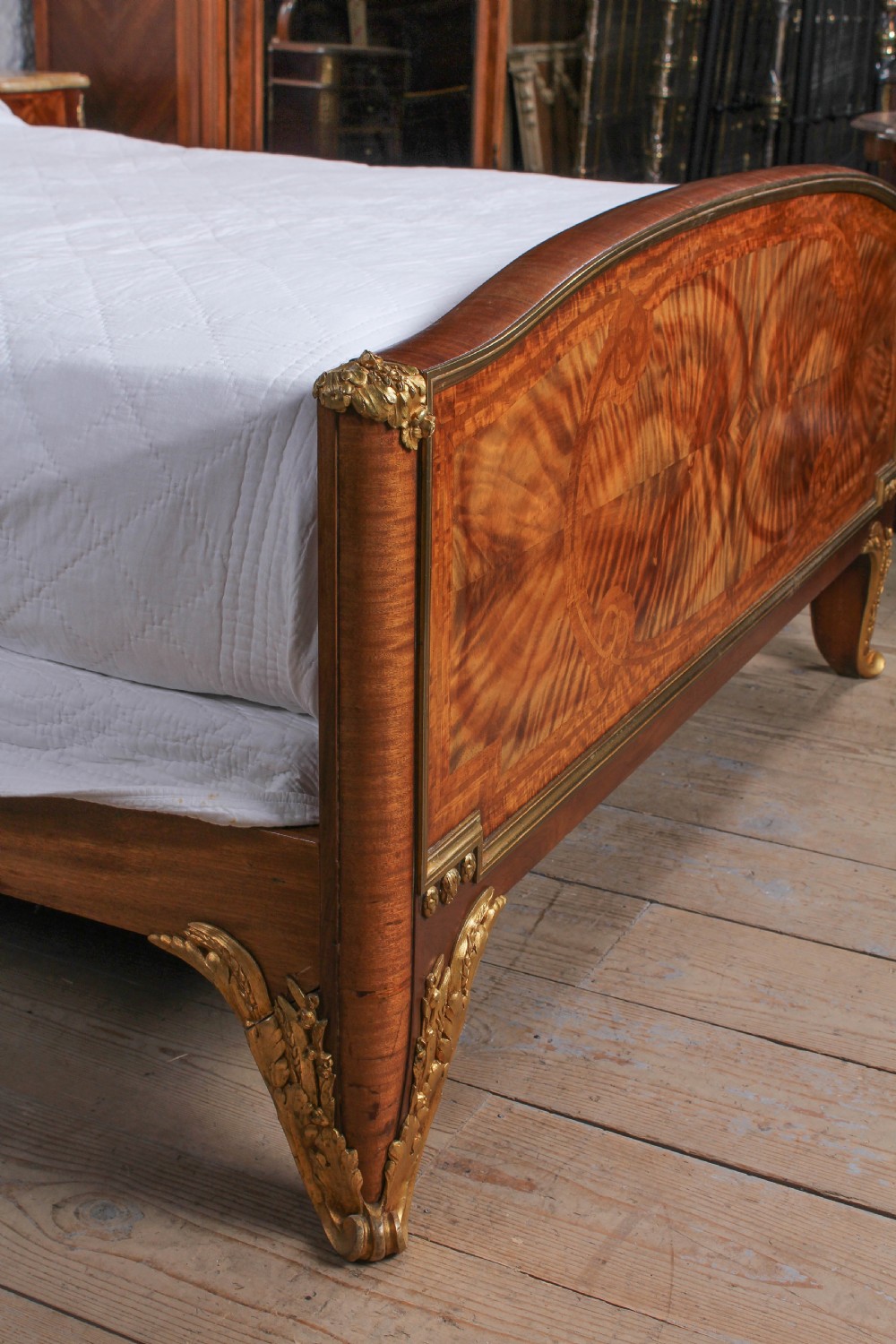 Spectacular fruitwood and ormolu top quality king size bed View IX