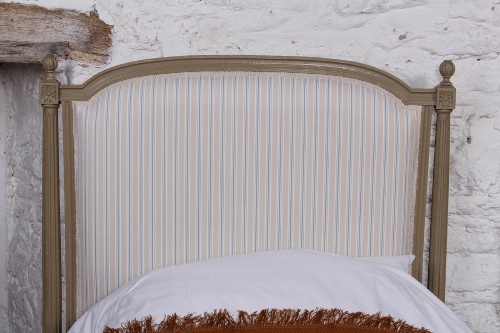 Pretty pair of matching French newly upholstered single beds View VI