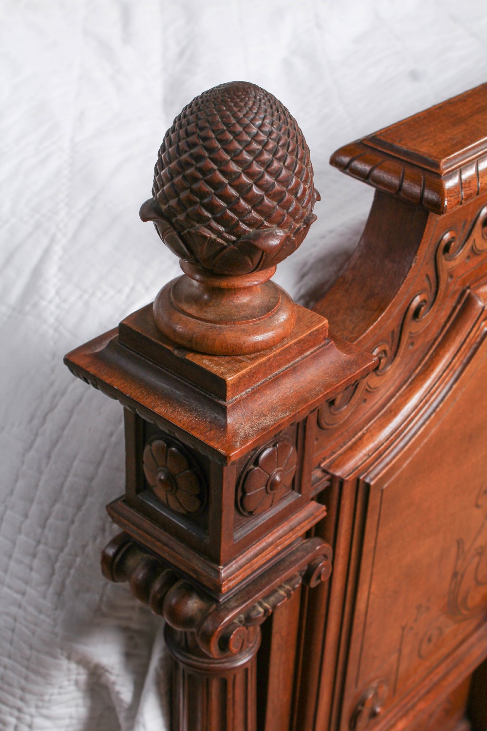 Beautiful carved walnut Europen king size bed View V