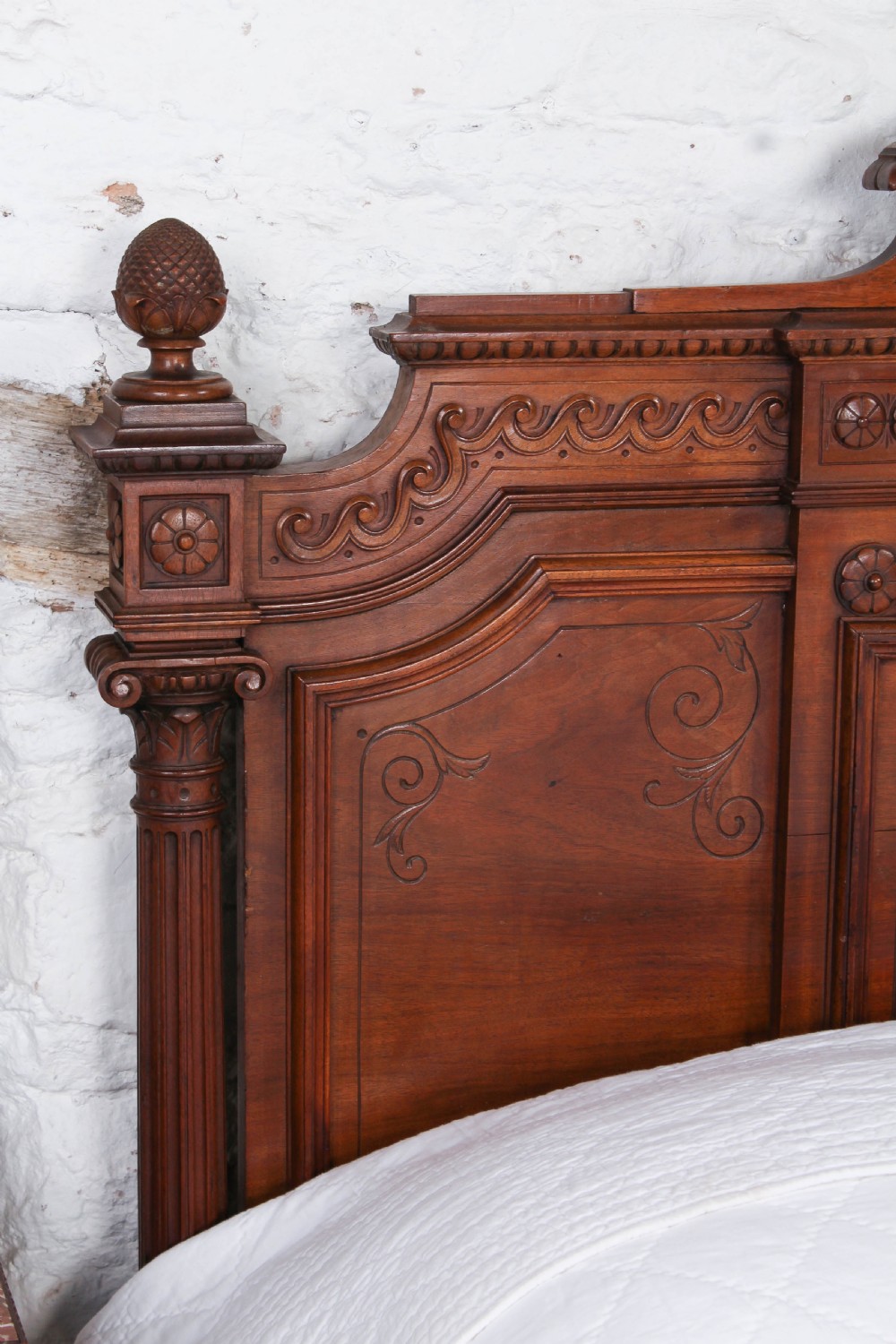 Beautiful carved walnut Europen king size bed View X
