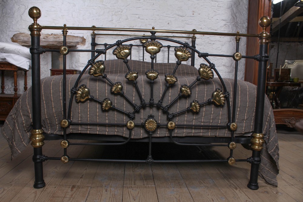 Magnificent king size Victorian brass and iron bed View II