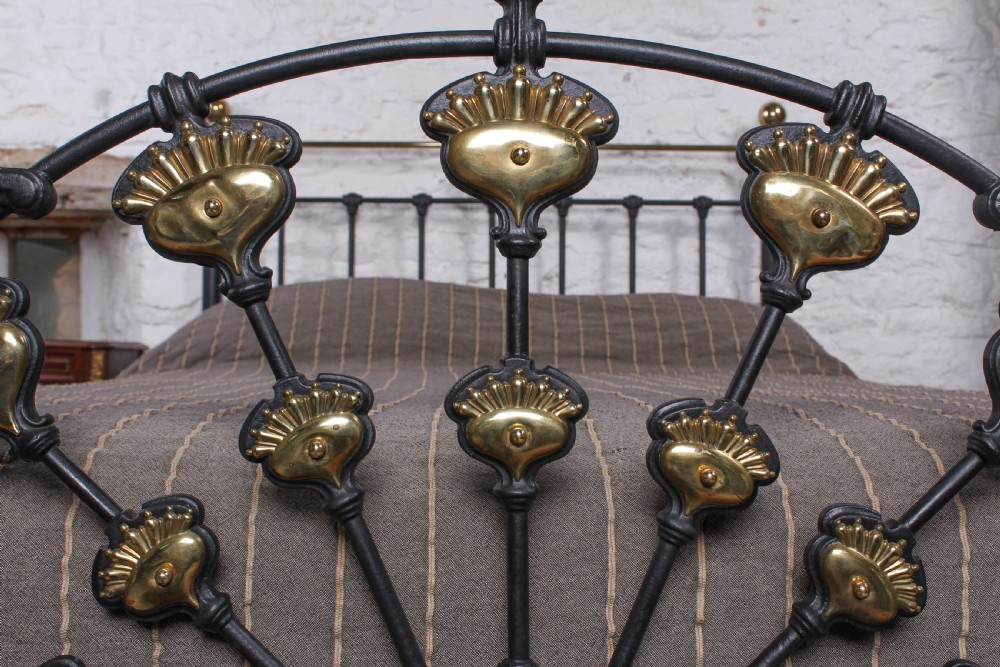 Magnificent king size Victorian brass and iron bed View VII