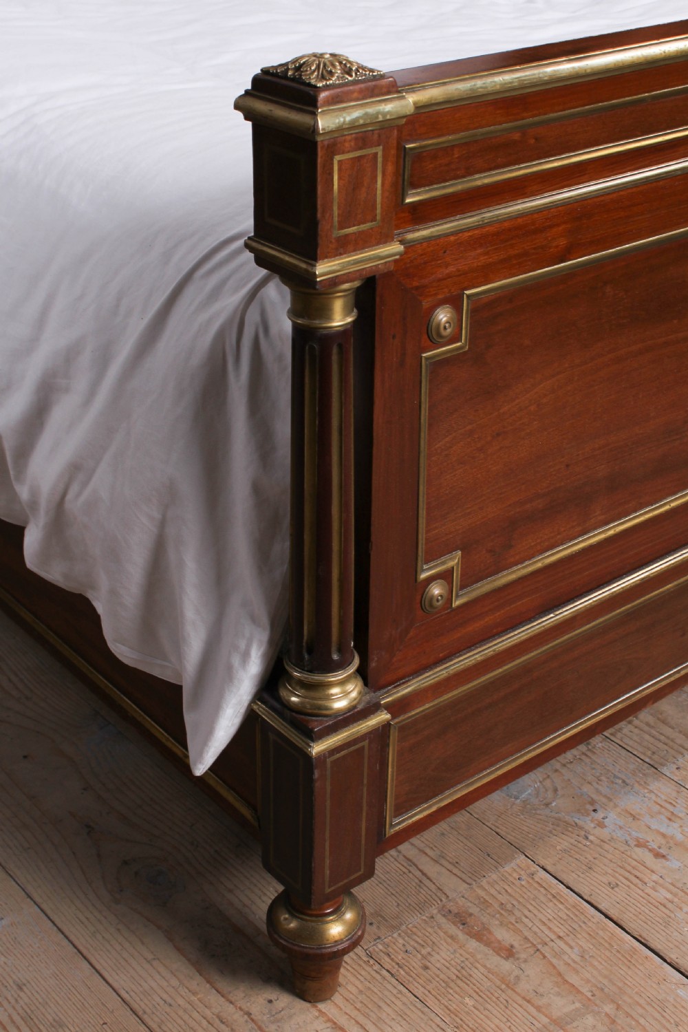 Lovely Mahogany and brass Napolean II style double bed View II