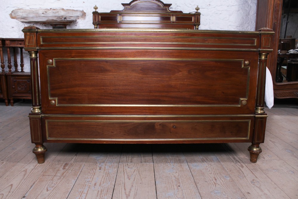 Lovely Mahogany and brass Napolean II style double bed View IV