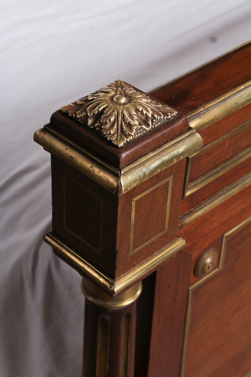 Lovely Mahogany and brass Napolean II style double bed View V