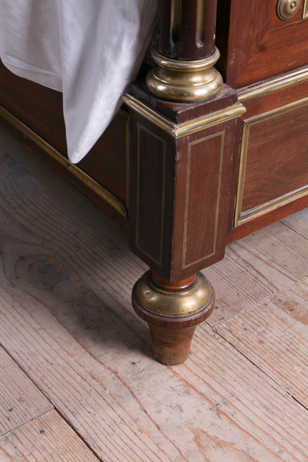 Lovely Mahogany and brass Napolean II style double bed View VI