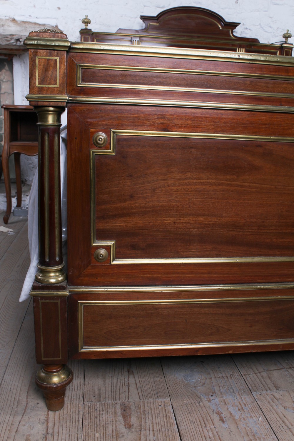 Lovely Mahogany and brass Napolean II style double bed View VII