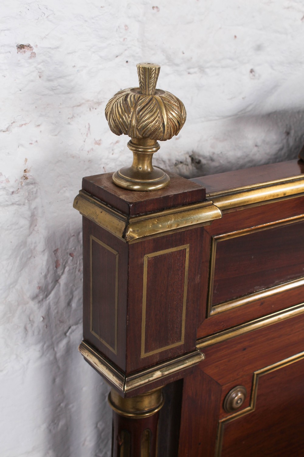 Lovely Mahogany and brass Napolean II style double bed View VIII
