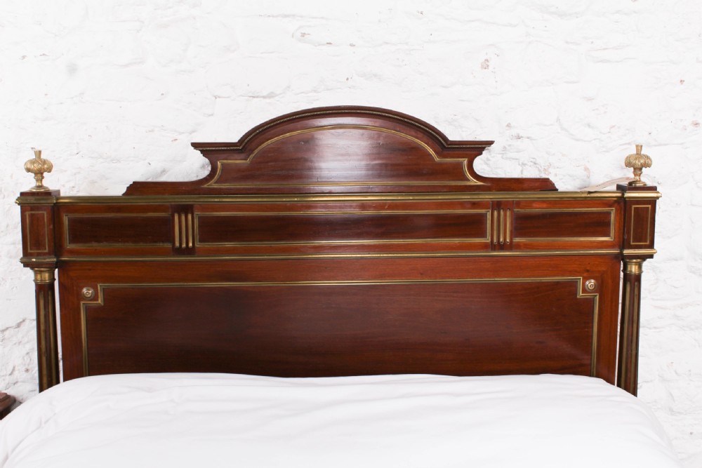 Lovely Mahogany and brass Napolean II style double bed View X