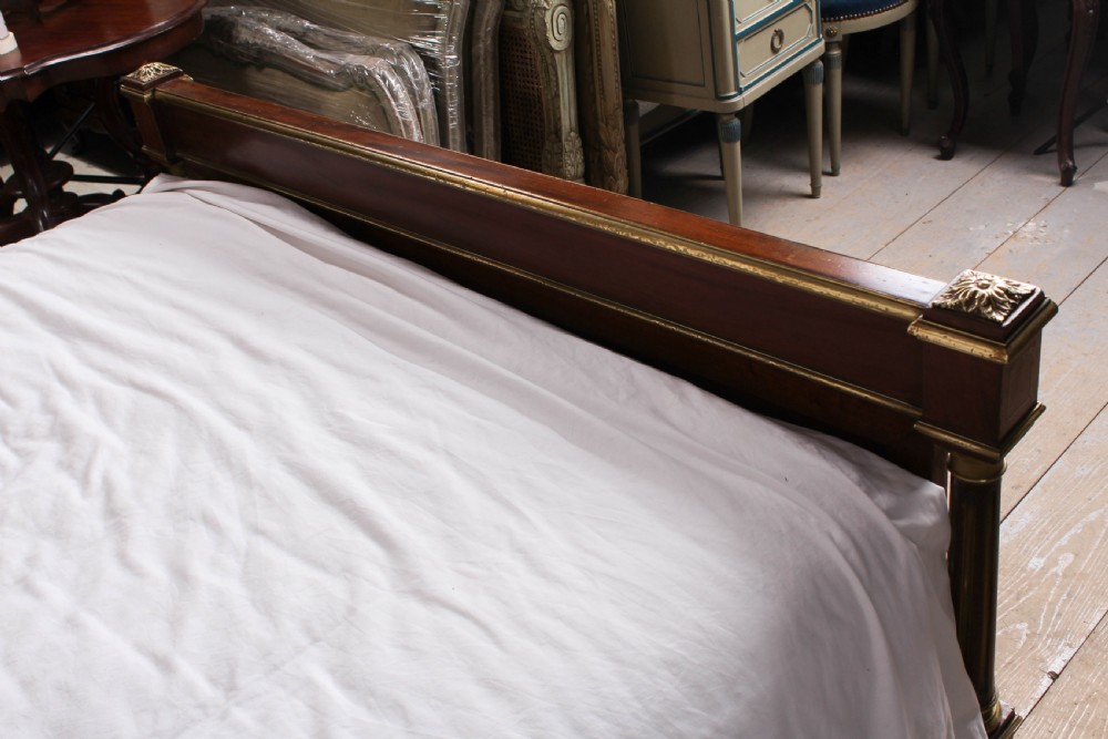 Lovely Mahogany and brass Napolean II style double bed View XI