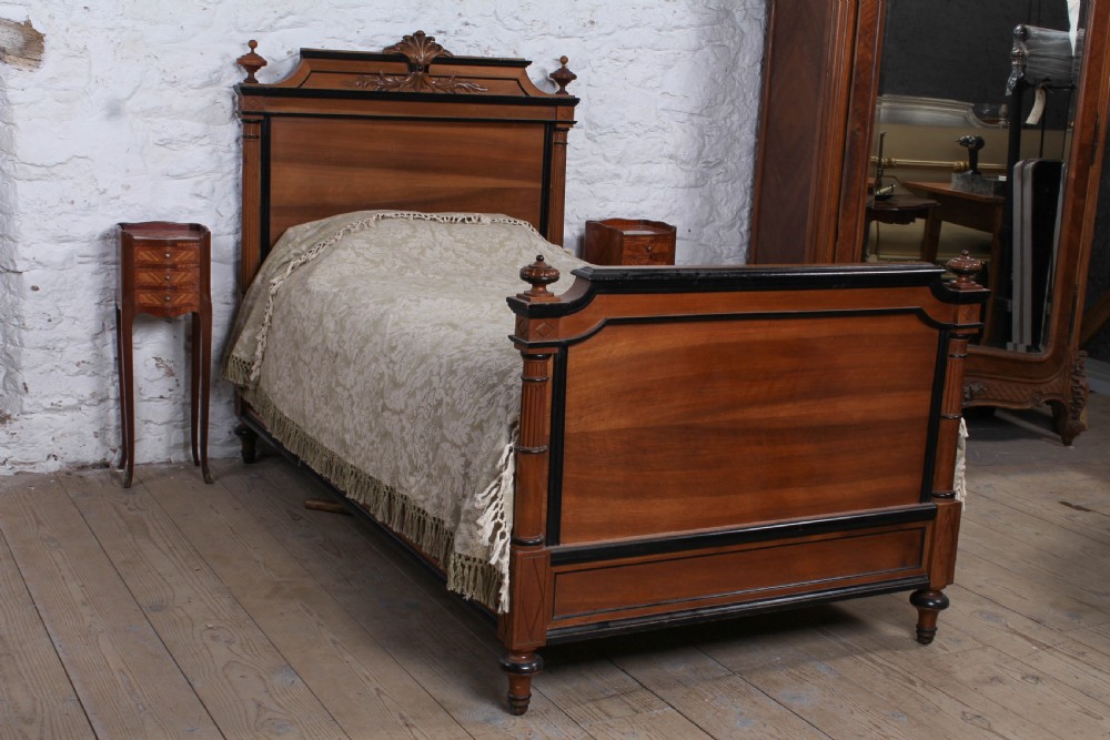 Lovely quality large single French walnut bed