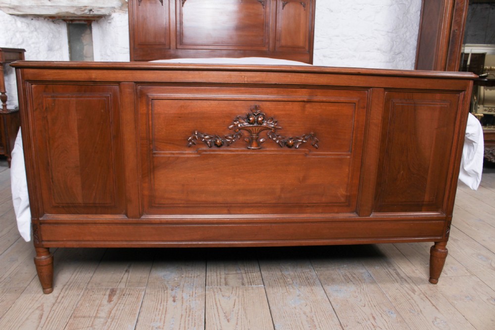 Lovely French cherry king size bed with simple carvings View III