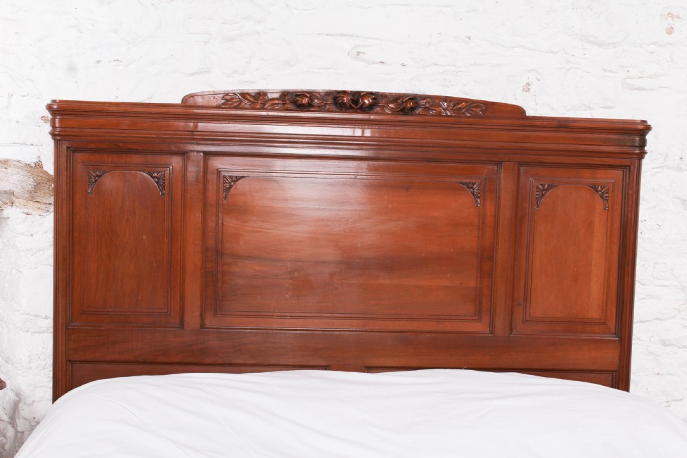 Lovely French cherry king size bed with simple carvings View IV