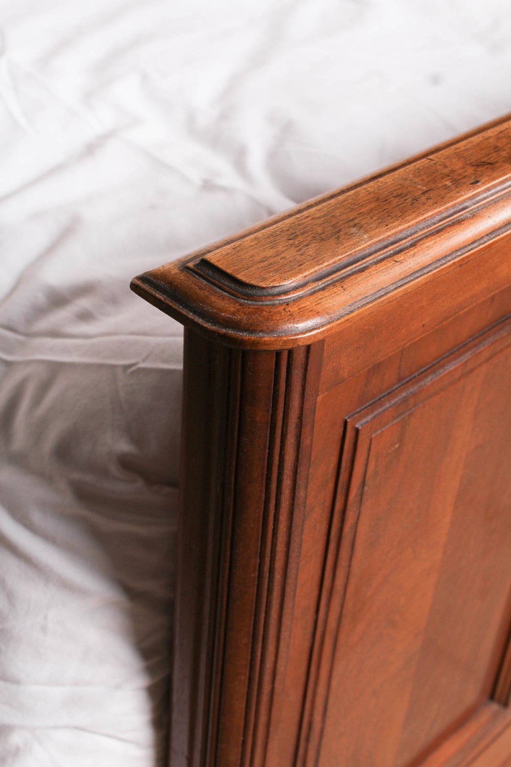 Lovely French cherry king size bed with simple carvings View VI
