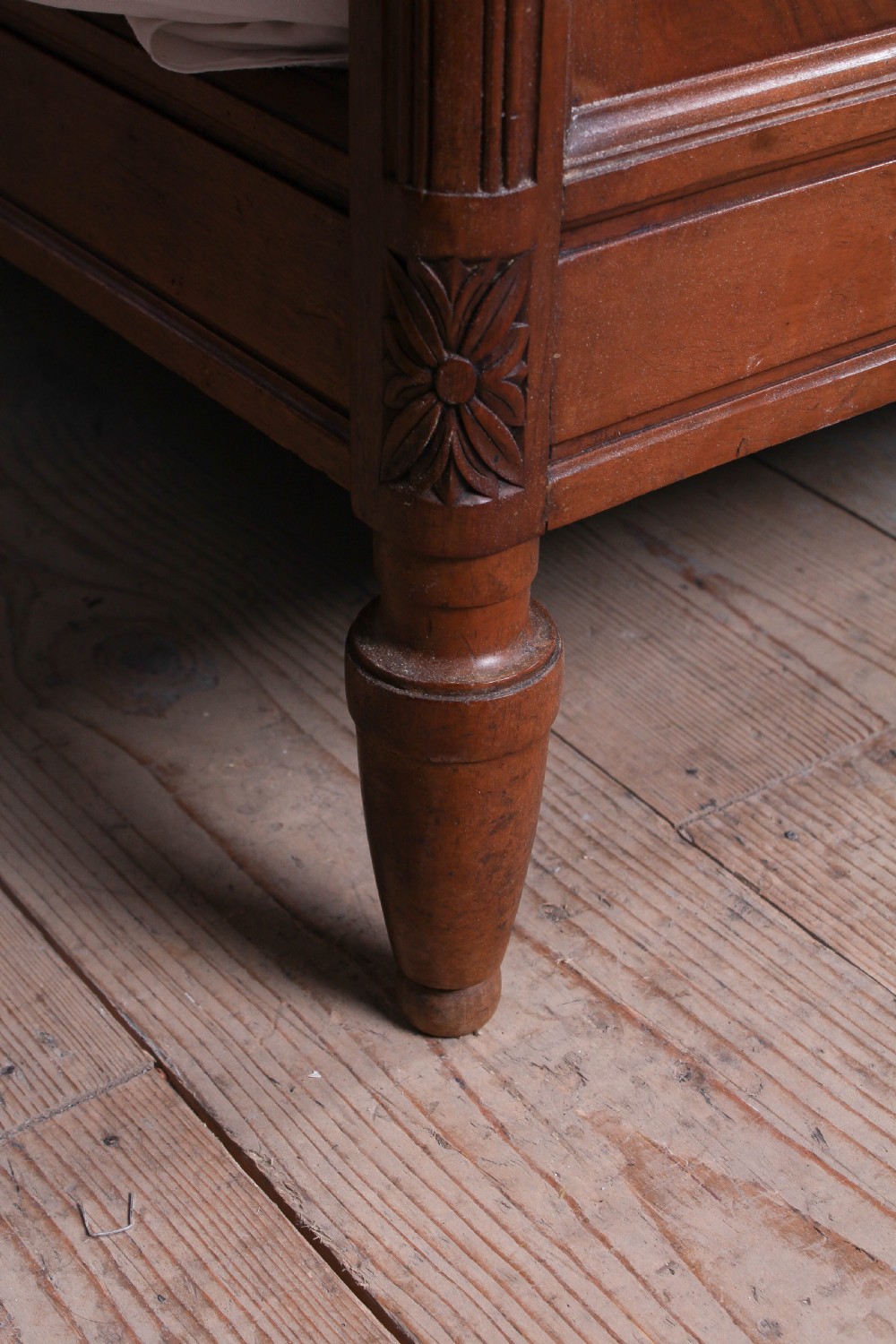 Lovely French cherry king size bed with simple carvings View VII