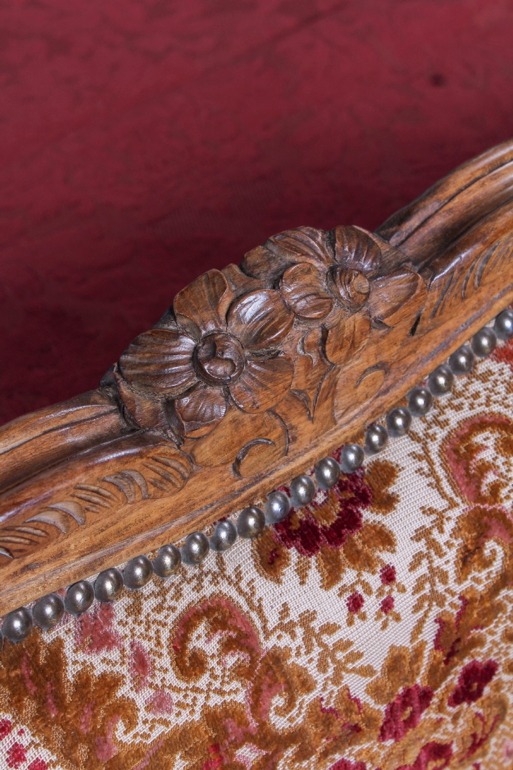 All original French upholstered corbeille double bed  View V