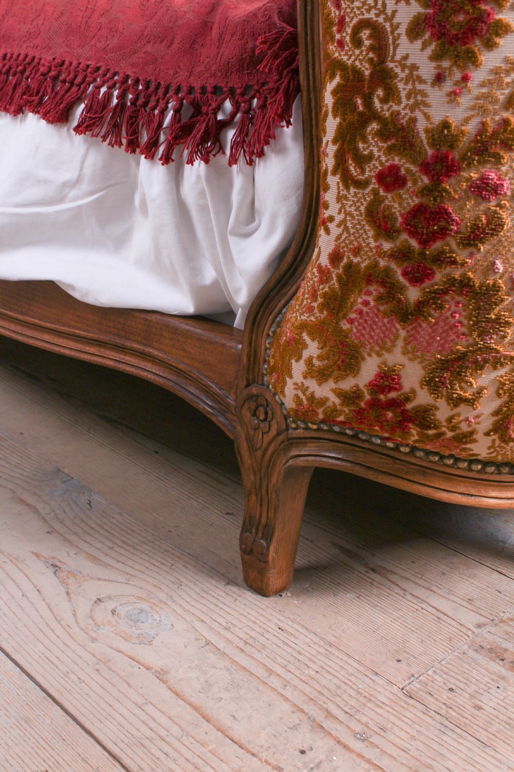 All original French upholstered corbeille double bed  View VII