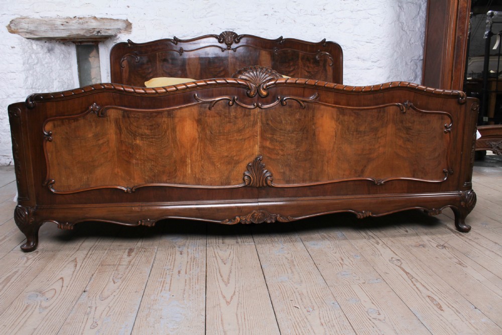 Beautiful  2 meter wide mahogany Louis style with matching bedsides. View II