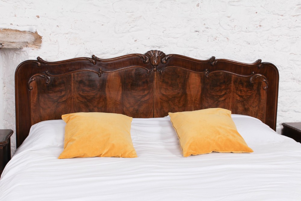 Beautiful  2 meter wide mahogany Louis style with matching bedsides. View V