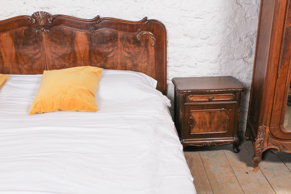 Beautiful  2 meter wide mahogany Louis style with matching bedsides. View IX