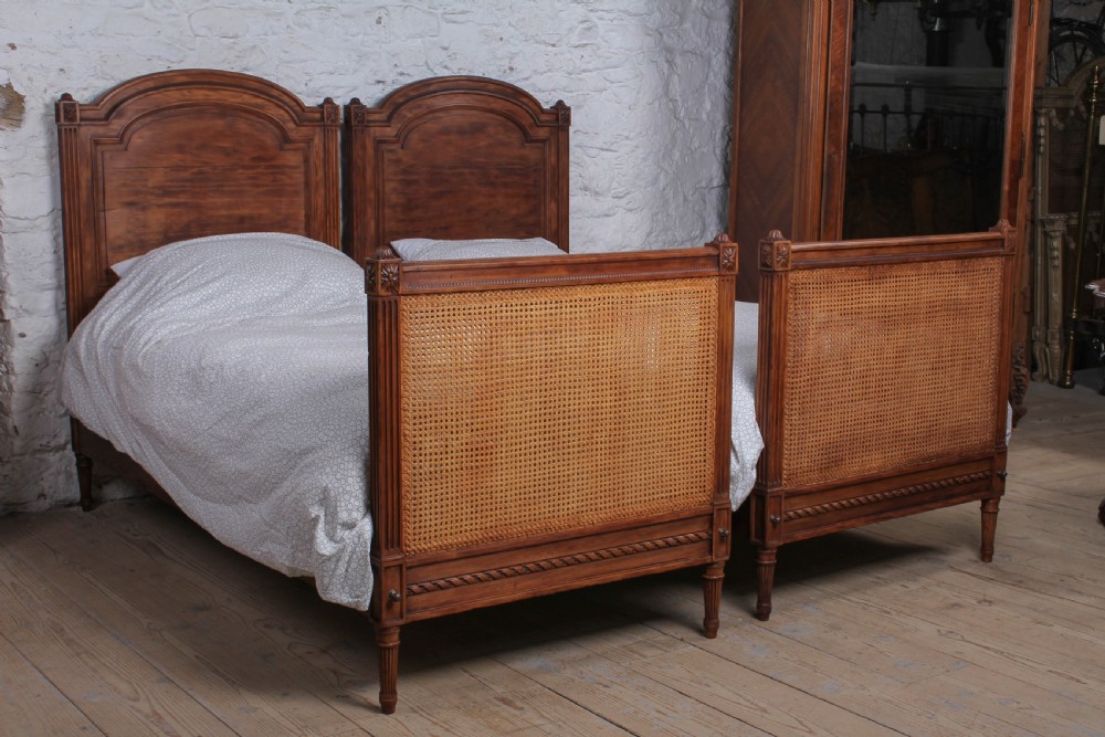 Fabulous pair of wooden caned French single beds (can be joined) 