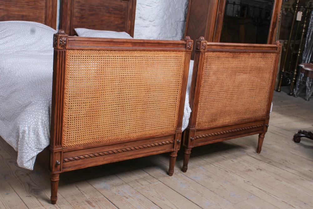 Fabulous pair of wooden caned French single beds (can be joined)  View IV