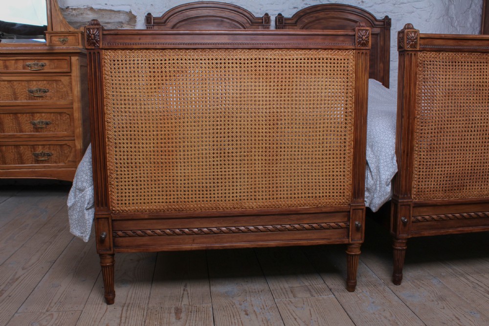 Fabulous pair of wooden caned French single beds (can be joined)  View V