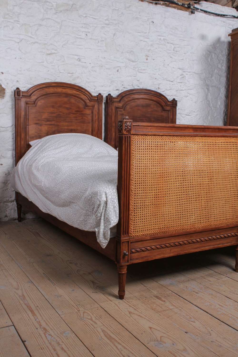 Fabulous pair of wooden caned French single beds (can be joined)  View VIII