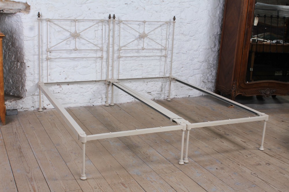 Pretty simple pair of iron and brass Victorian single beds (can be joined)  View II