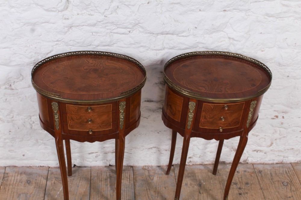 Very nice pair French oval lamp bedsides View II