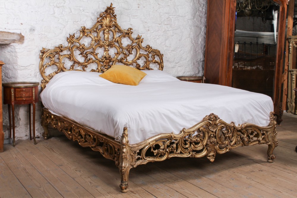 Spectacular Rococo Italian gilded super king size bed 