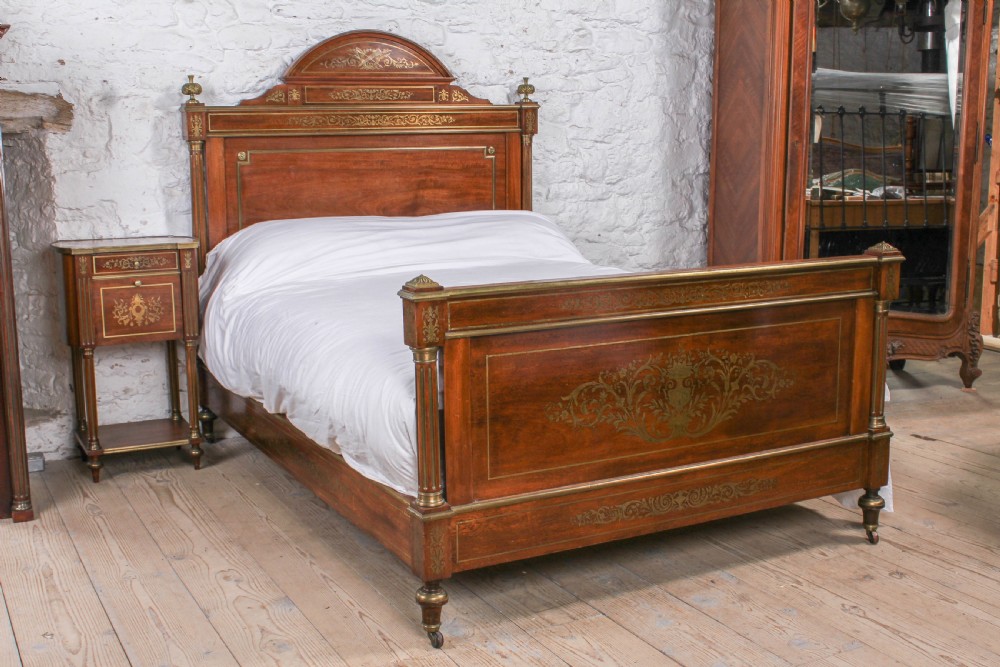 Incredible Napoleon II style double bed bedside and mirror 