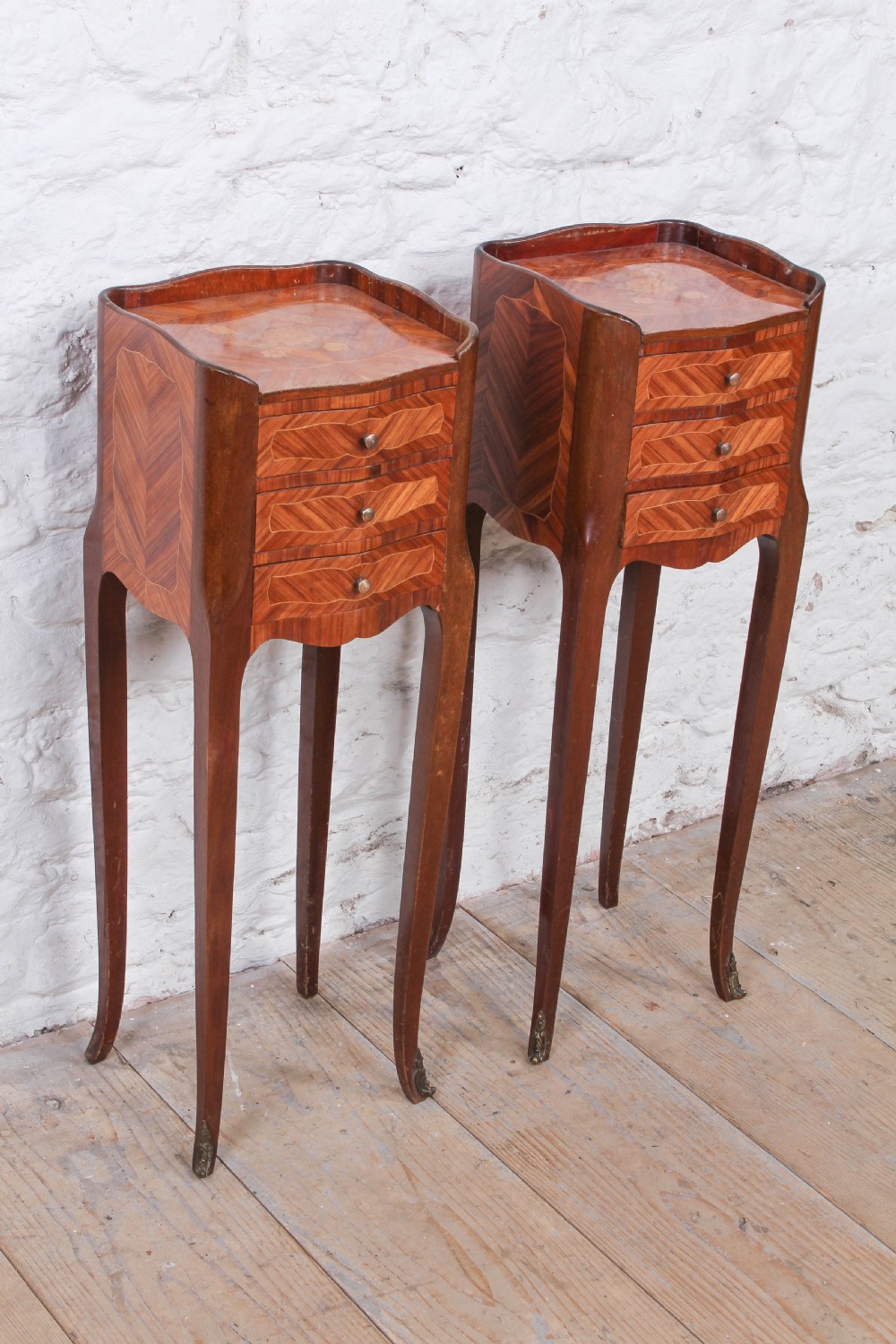 Very pretty pair of French marquetry bedsides View II