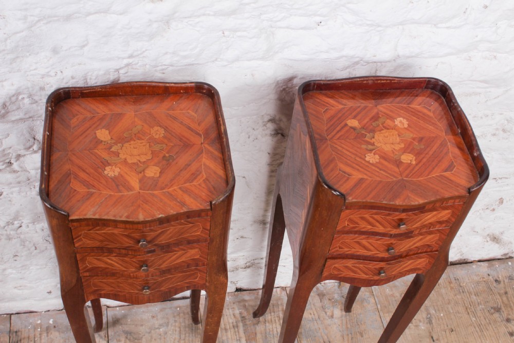 Very pretty pair of French marquetry bedsides View IV