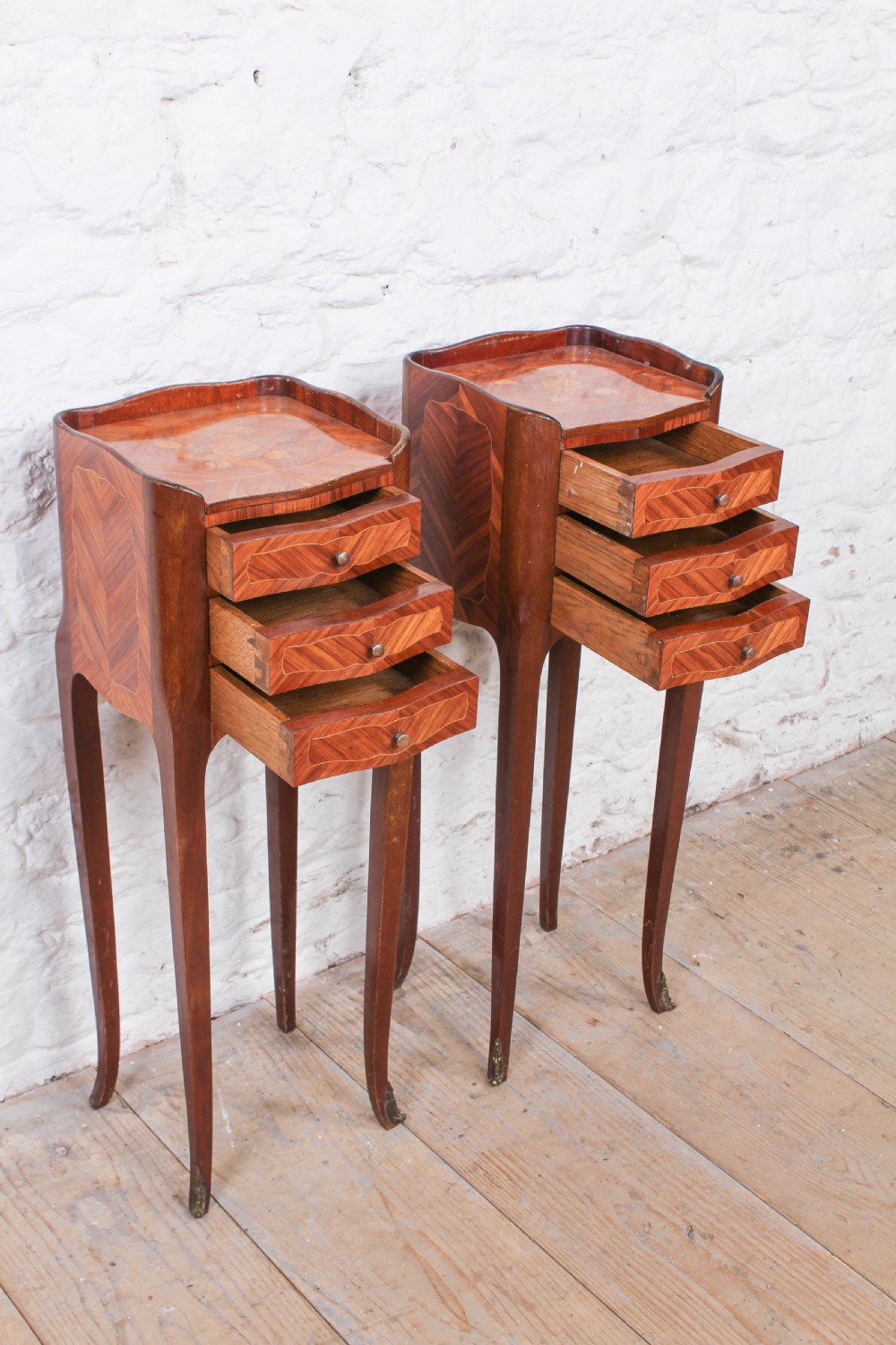 Very pretty pair of French marquetry bedsides View VIII