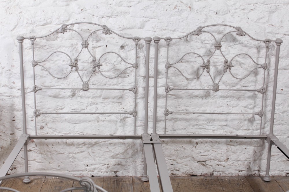 Very rare pretty pair of Early Victorian iron single beds (can be joined)  View III