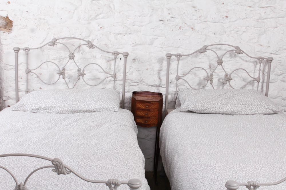 Very rare pretty pair of Early Victorian iron single beds (can be joined)  View V