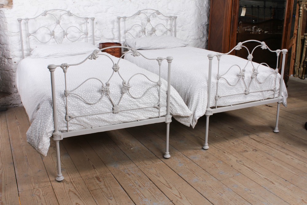 Very rare pretty pair of Early Victorian iron single beds (can be joined)  View VII