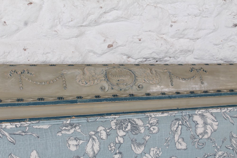 Very pretty original aged paint French bed with matching armoire and bedside View VIII