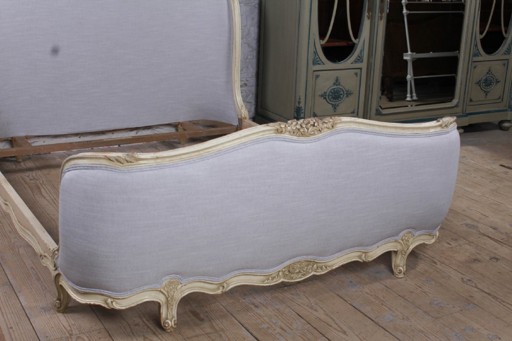 Newly upholstered king size French corbeille style bed View III