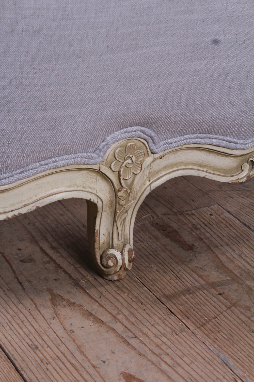 Newly upholstered king size French corbeille style bed View VII