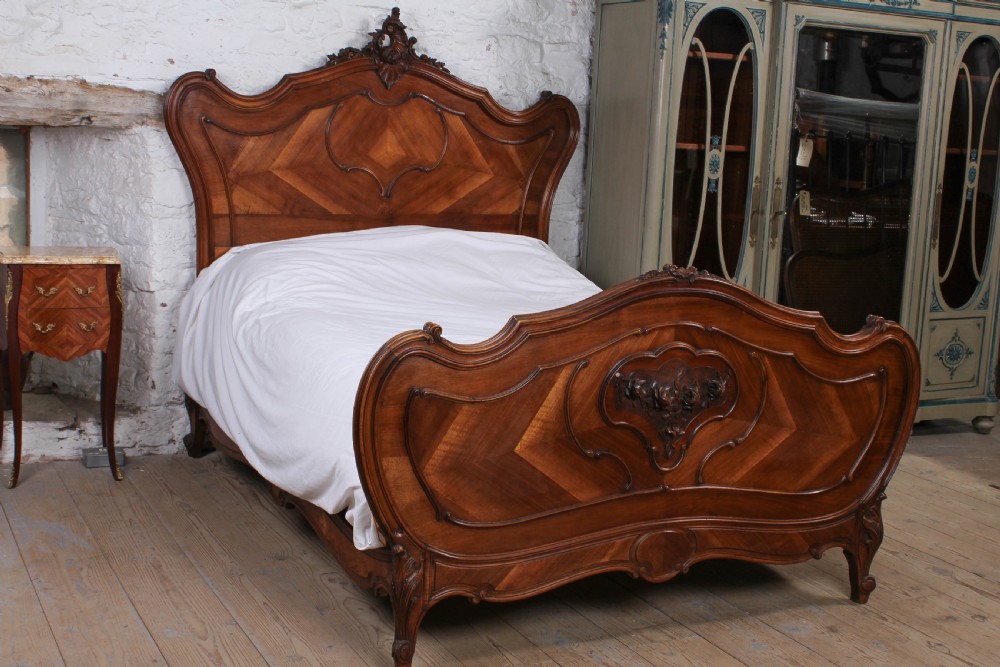 Lovely Louis XV style walnut double bed