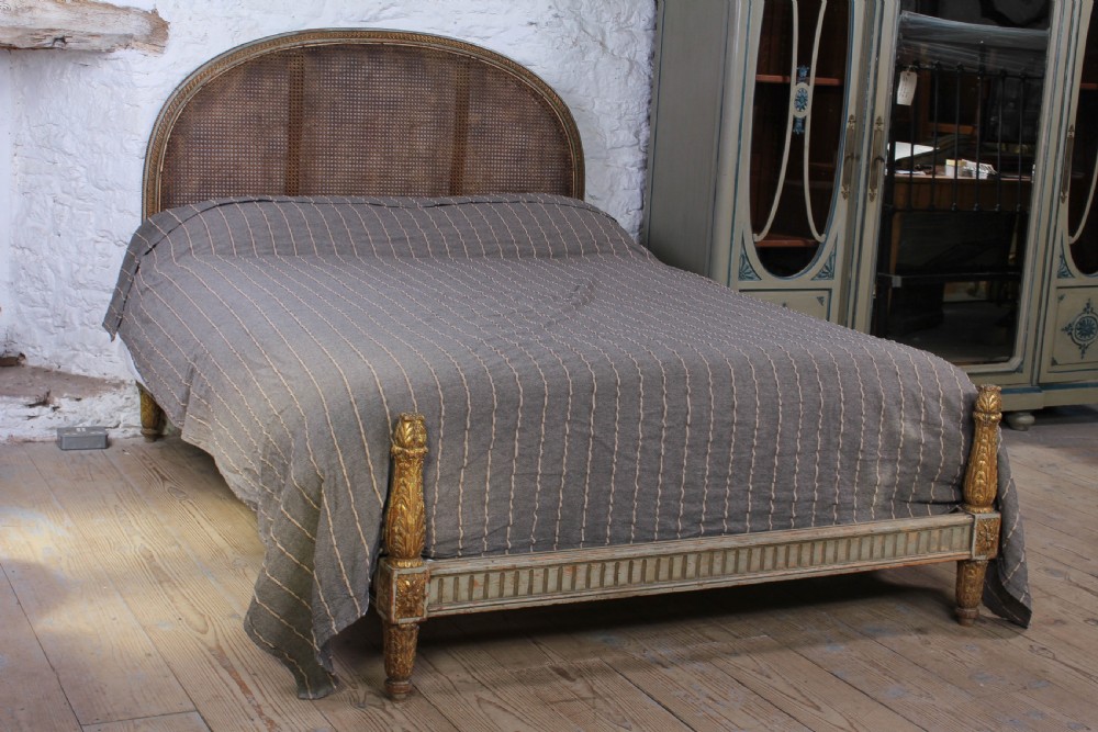 Lovely naturally aged king size French caned king size bed