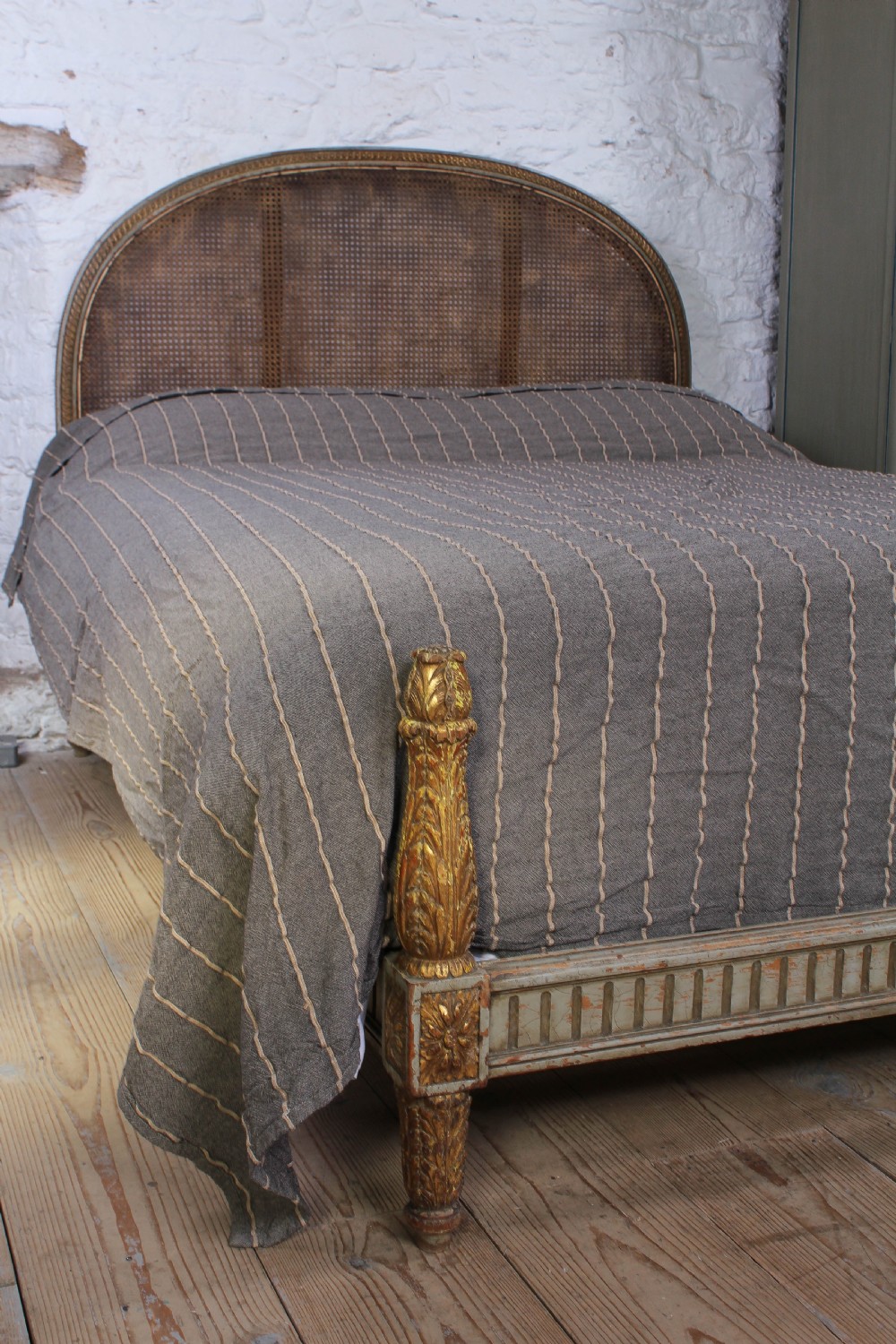 Lovely naturally aged king size French caned king size bed View VI