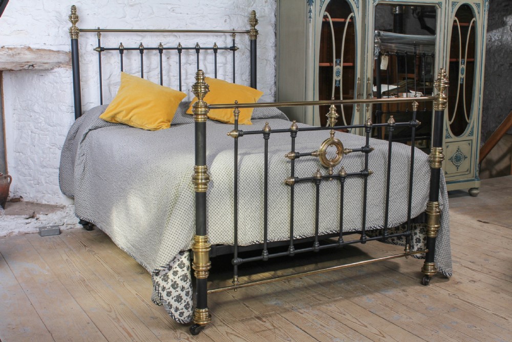 Handsome Victorian brass and iron king size bed